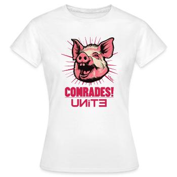 Parodie auf Sozialismus Kommunismus Schwein - Frauen T-Shirt - Weiß - Vorne - AI Model Female 172 dark (172cm)