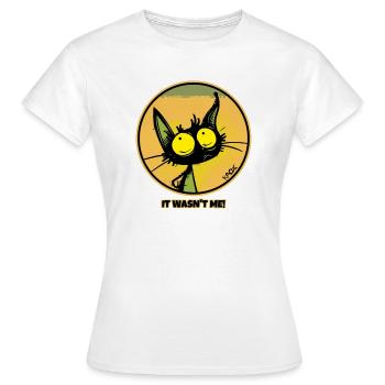 Le chat innocent et cool : « Ce n’était pas moi ! » - T-shirt Femme - blanc - Devant - AI Model Female 172 dark (172cm)