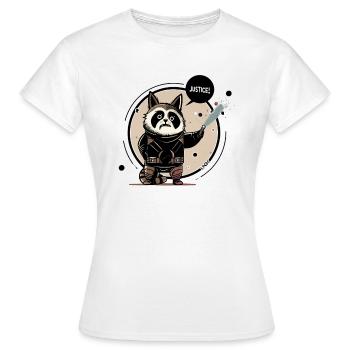 Waschbär fordert Gerechtigkeit - Frauen T-Shirt - Weiß - Vorne - AI Model Female 172 dark (172cm)