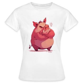 Verärgertes und beleidigtes Schwein - Frauen T-Shirt - Weiß - Vorne - AI Model Female 172 dark (172cm)