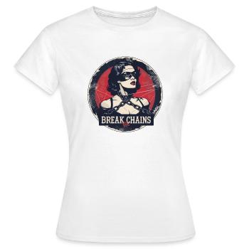 Dame: Breche die Ketten - Frauen T-Shirt - Weiß - Vorne - AI Model Female 172 dark (172cm)