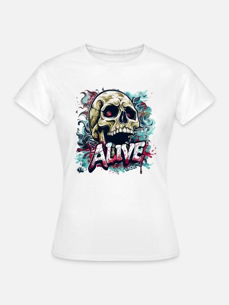 Dieser Totenkopf-Schädel lebt - Frauen T-Shirt - Weiß