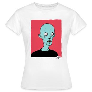 Dessin animé contemporain Zombie Nosferatu - T-shirt Femme - blanc - Devant - AI Model Female 172 dark (172cm)