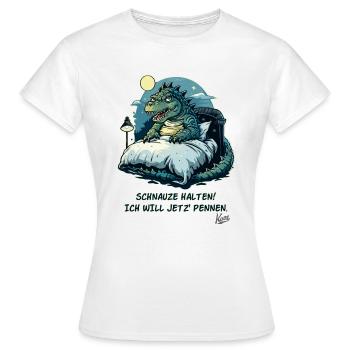 Crocodile alligator au lit, museau je veux dormir - T-shirt Femme - blanc - Devant - AI Model Female 172 dark (172cm)