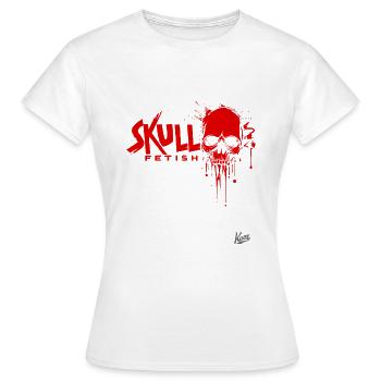 Totenkopf-Fetisch: Rock den Schädel-Style - Frauen T-Shirt - Weiß - Vorne - AI Model Female 172 dark (172cm)