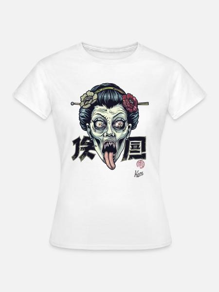 Horror Zombie Geisha - Frauen T-Shirt - Weiß