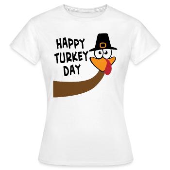 Thanksgiving Happy Turkey Day Funny Animals - T-shirt Femme - blanc - Devant - AI Model Female 172 dark (172cm)