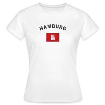 Hamburg Hansestadt Hambourg Port Hanseat Drapeau - T-shirt Femme - blanc - Devant - AI Model Female 172 dark (172cm)