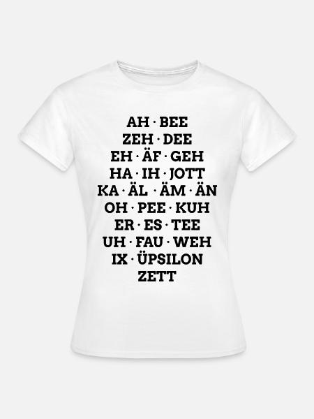 Deutsches Alphabet in Lautschrift - Frauen T-Shirt - Weiß
