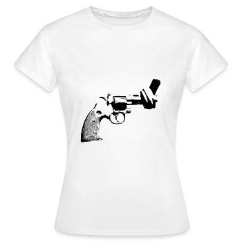 pistole pazifist frieden plakat Poster No war anti - Frauen T-Shirt - Weiß - Vorne - AI Model Female 172 dark (172cm)