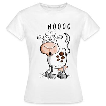 Mooo Kuh Comic - Kühe - Frauen T-Shirt - Weiß - Vorne - AI Model Female 172 dark (172cm)