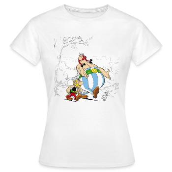 Astérix & Obélix Avec Idéfix Dans La Nature - T-shirt Femme - blanc - Devant - AI Model Female 172 dark (172cm)