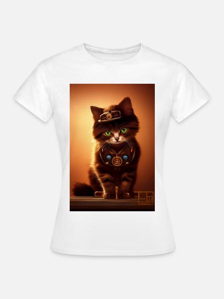 Katze Steampunk Style - Frauen T-Shirt - Weiß