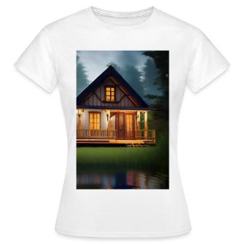 Charmante cabane au bord du lac - T-shirt Femme - blanc - Devant - AI Model Female 172 dark (172cm)