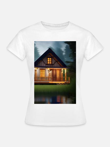 Charmante Hütte am See - Frauen T-Shirt - Weiß