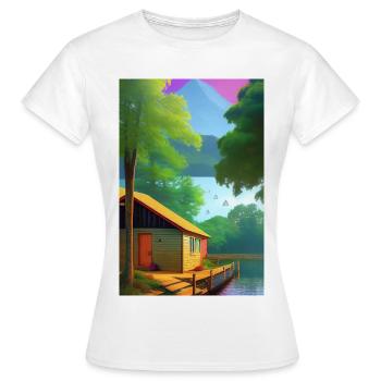 Charmante cabane au bord du lac - T-shirt Femme - blanc - Devant - AI Model Female 172 dark (172cm)
