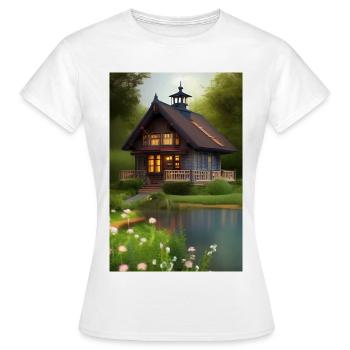 Charmante cabane au bord du lac - T-shirt Femme - blanc - Devant - AI Model Female 172 dark (172cm)
