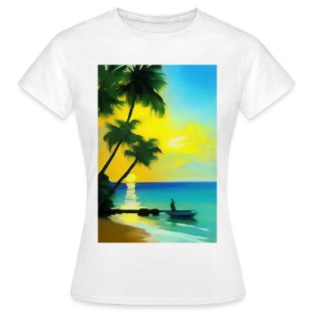 Karibik Palmen Strand - Frauen T-Shirt - Weiß - Vorne - AI Model Female 172 dark (172cm)