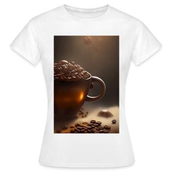 Café, grains de café - T-shirt Femme - blanc - Devant - AI Model Female 172 dark (172cm)