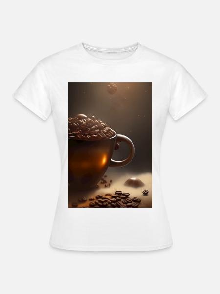 Kaffee, Kaffeebohnen - Frauen T-Shirt - Weiß