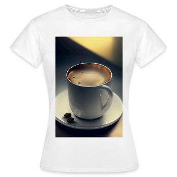 Café, grains de café - T-shirt Femme - blanc - Devant - AI Model Female 172 dark (172cm)