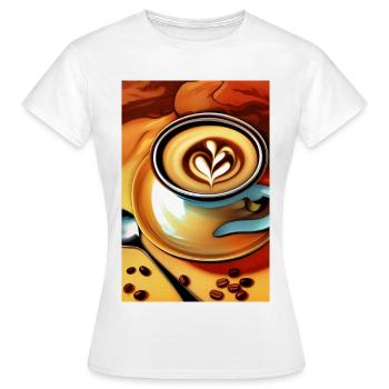 Café, grains de café - T-shirt Femme - blanc - Devant - AI Model Female 172 dark (172cm)