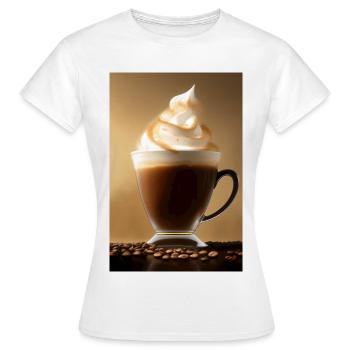 Café, grains de café - T-shirt Femme - blanc - Devant - AI Model Female 172 dark (172cm)