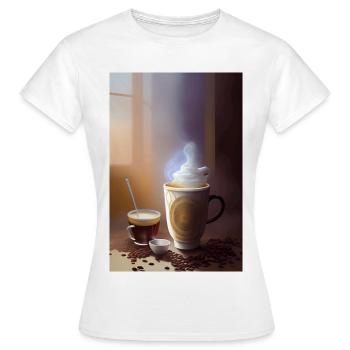 Café, grains de café - T-shirt Femme - blanc - Devant - AI Model Female 172 dark (172cm)