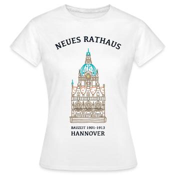 Hannover, Südseite Neues Rathaus, Wahrzeichen - Frauen T-Shirt - Weiß - Vorne - AI Model Female 172 dark (172cm)