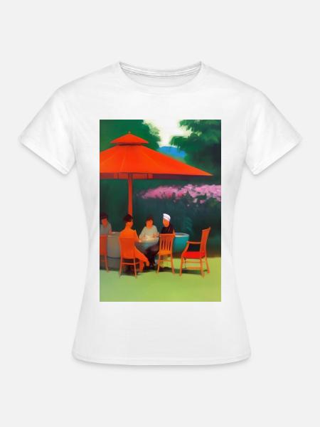 Asiatisches Cafe im Freien - Frauen T-Shirt - Weiß