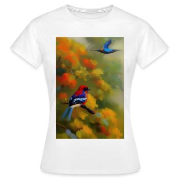 Vogel auf Ast - Frauen T-Shirt - Weiß - Vorne - AI Model Female 172 dark (172cm)
