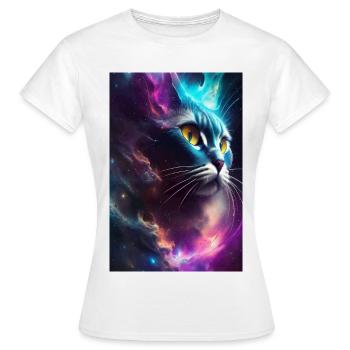 Katze im Weltall - Frauen T-Shirt - Weiß - Vorne - AI Model Female 172 dark (172cm)