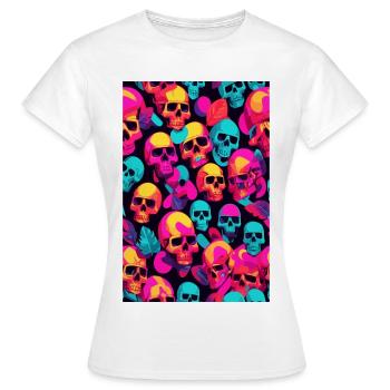 Crânes de néon - T-shirt Femme - blanc - Devant - AI Model Female 172 dark (172cm)