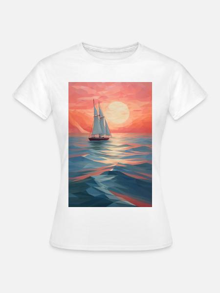 Maritime Landschaft im geometrischen Stil - Frauen T-Shirt - Weiß