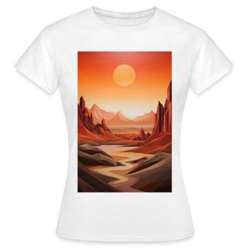 Desert Landscape with Sunset - Women's T-Shirt - white - Front - AI Model Female 172 dark (172cm)