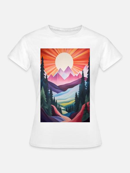 Berglandschaft mit Sonnenuntergang - Frauen T-Shirt - Weiß