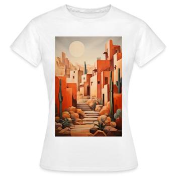 Paysage de Désert, village du désert - T-shirt Femme - blanc - Devant - AI Model Female 172 dark (172cm)