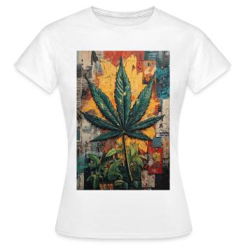 Graffiti Hanfblatt Wandkunst - Frauen T-Shirt - Weiß - Vorne - AI Model Female 172 dark (172cm)