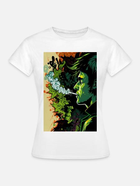 Grünes Psychedelic-Gesicht - Frauen T-Shirt - Weiß