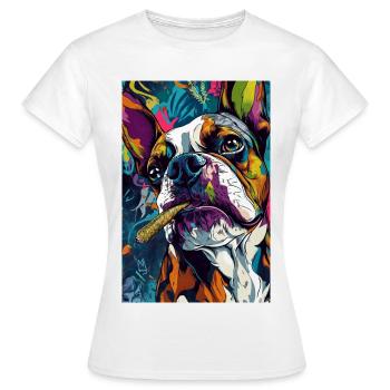 Bouledogue aux couleurs vives avec un cigare - T-shirt Femme - blanc - Devant - AI Model Female 172 dark (172cm)