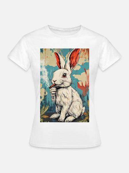 GraffitiHase Zigarette - Frauen T-Shirt - Weiß