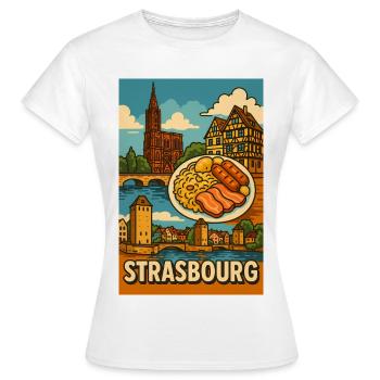 Genuss in Straßburg Sauerkraut - Frauen T-Shirt - Weiß - Vorne - AI Model Female 172 dark (172cm)