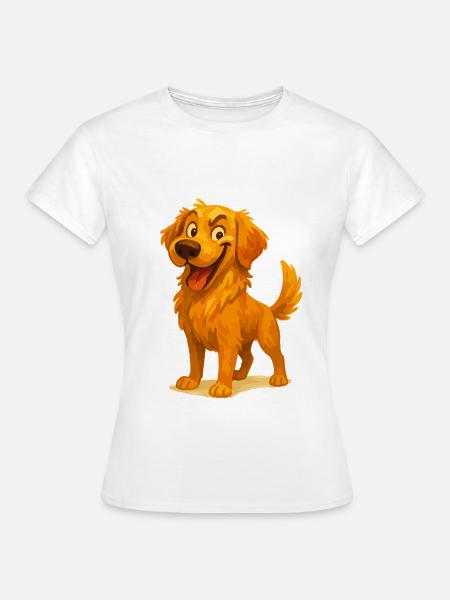 Naughty Golden Retriever Cartoon - Women's T-Shirt - white