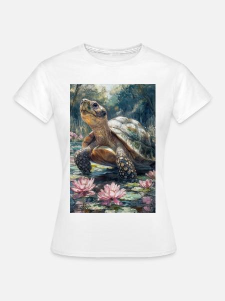 Illustratie van een schildpad - Vrouwen T-shirt - wit