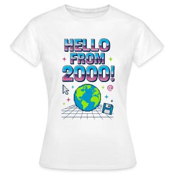 Hello from 2000s Retro Neon Earth - Women's T-Shirt - white - Front - AI Model Female 172 dark (172cm)