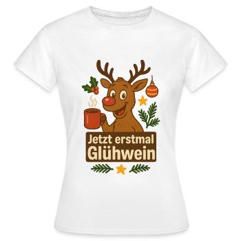 Drôle de renne de vin chaud - T-shirt Femme - blanc - Devant - AI Model Female 172 dark (172cm)