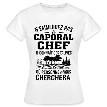 N'emmerdez pas le Caporal-chef visuel noir - T-shirt Femme - blanc - Devant - AI Model Female 172 dark (172cm)