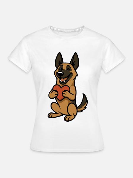 Malinois avec Heart Comic - T-shirt Femme - blanc