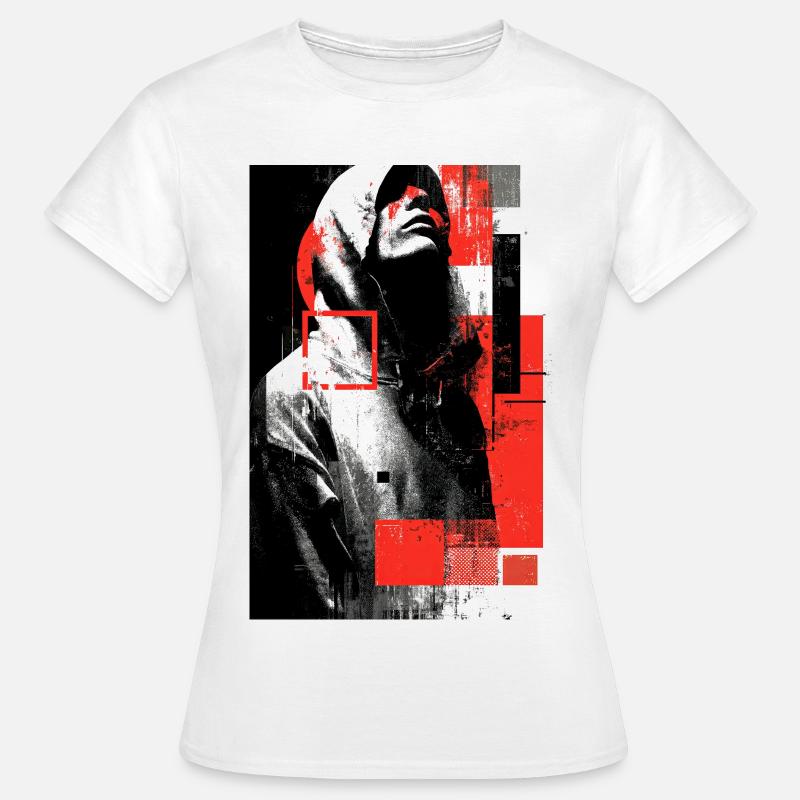Glitch face in red gloss - Women's T-Shirt - white
