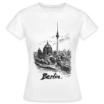 Silhouette de la ligne d’horizon de Berlin - T-shirt Femme - blanc - Devant - AI Model Female 172 dark (172cm)